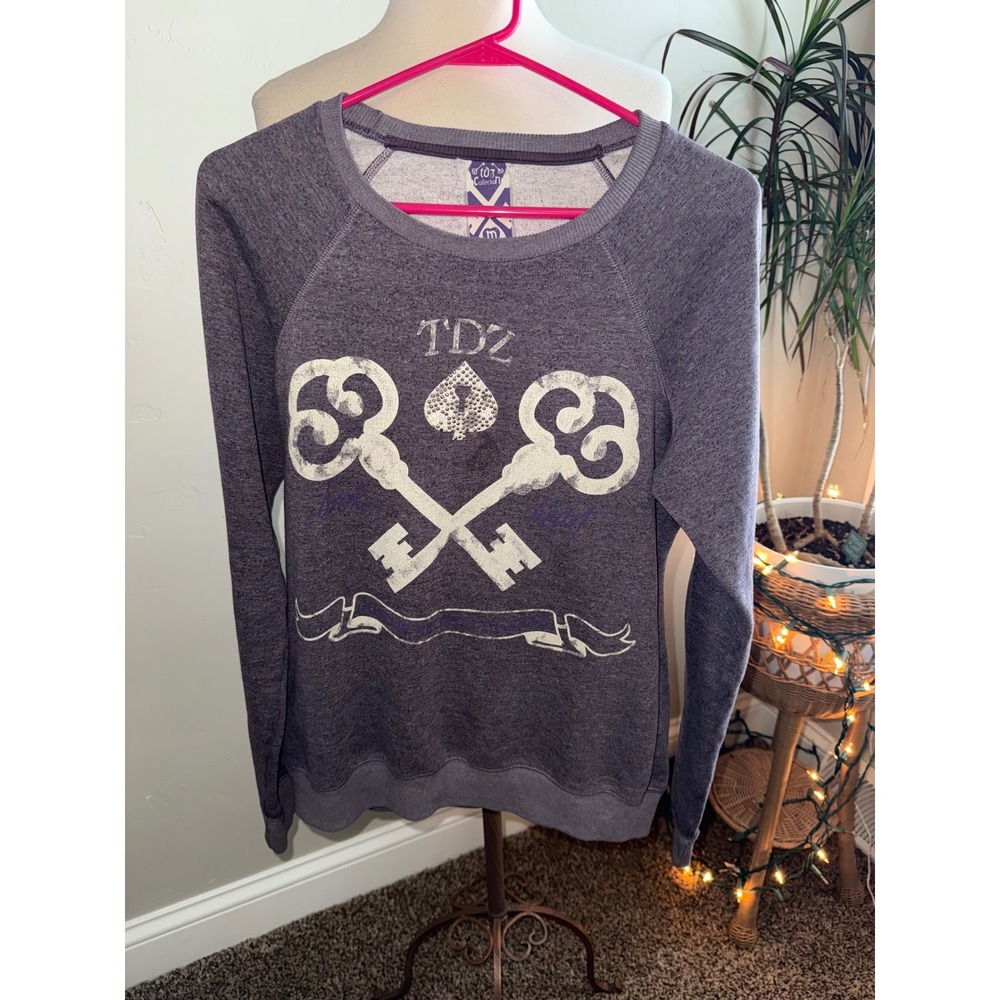 TDZ Collection Womens‎ Sweatshirt Gray Long Sleeve Keys Spades Graphic Pullover